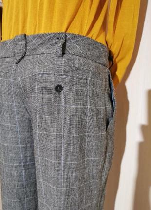 Штани штани шерсть вовняні сірі в клітку mango2 фото