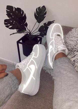 💎рефлективные💎кроссовки найк, nike air force reflective white, мужские\женские.