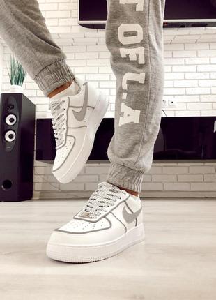 💎рефлективные💎кроссовки найк, nike air force reflective white, мужские\женские.5 фото