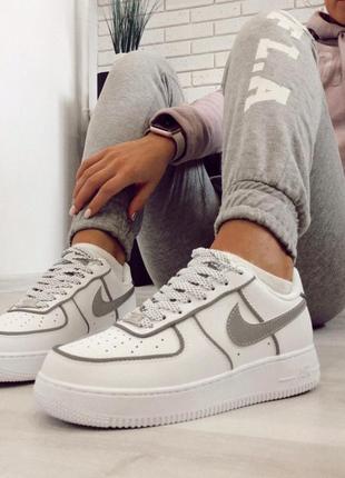 💎рефлективные💎кроссовки найк, nike air force reflective white, мужские\женские.6 фото