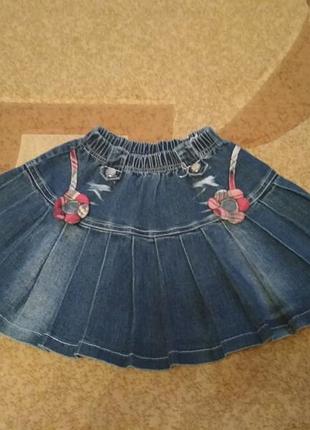 Джинсовая  плессированная юбочка для вашей модницы