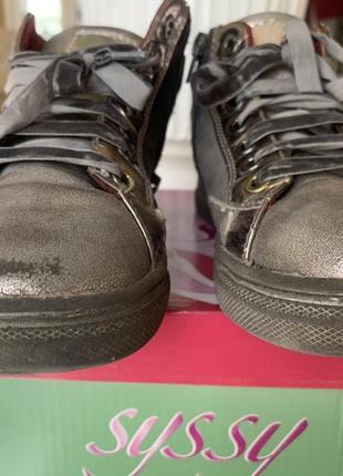 Ботинки syssy серые 33 размер, 21 см, кожа silver9 фото