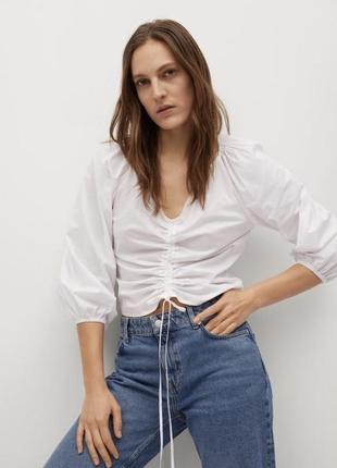 Блуза, блуза поплін, блузка з затяжкою, блуза літня, кофта на завʼязка, топ