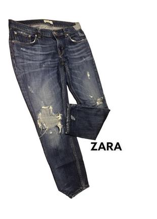 Джинси рвані укорочені zara premium jeans collection2 фото