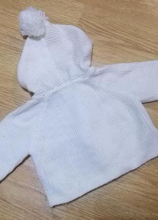 Тепла в'язана кофта з капюшоном для малюка,малятка 0-3 м.2 фото