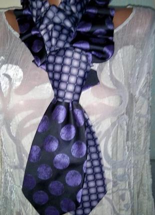 Текстильный шелковый аксессуар на шею в фиолетовых тонах3 фото