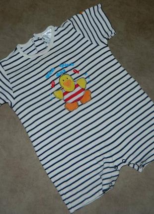 Бодик песочник белый с черной полоско цыпленок на малыша 6-12 месяцев debenhams.