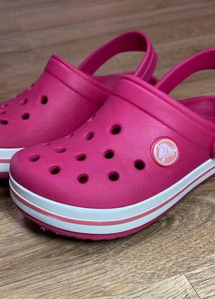 Крокси аквашузи сабо crocs crocband clog electric pink/white5 фото
