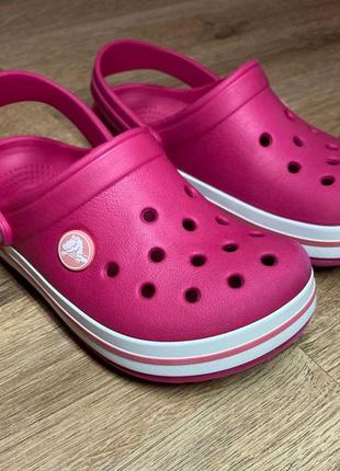 Крокси аквашузи сабо crocs crocband clog electric pink/white1 фото