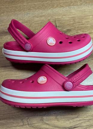 Крокси аквашузи сабо crocs crocband clog electric pink/white7 фото