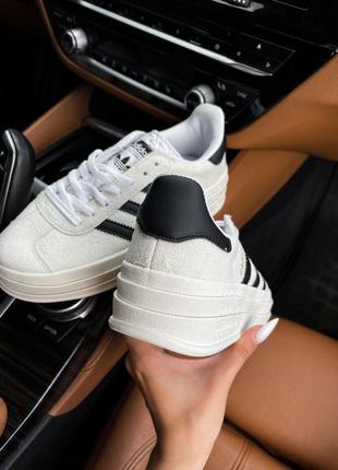 Женские кроссовки adidas gazelle bold white black 36-37-38-39-40