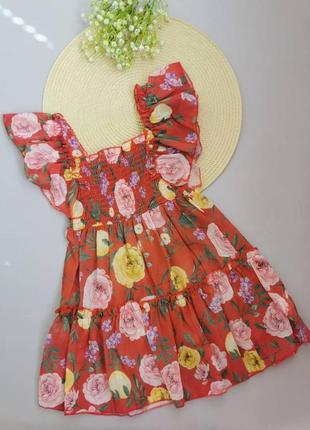 Платье на лето для девочки красное2 фото
