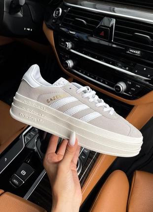 Женские кроссовки adidas gazelle bold grey white 36-37-38-39-40