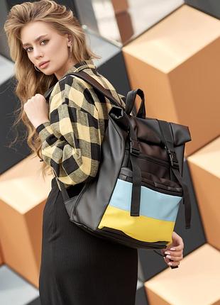 Женский рюкзак ролл sambag rolltop 1920h черный с флагом украины