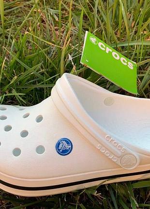 Crocs white сабо crocband мужские кроксы белые