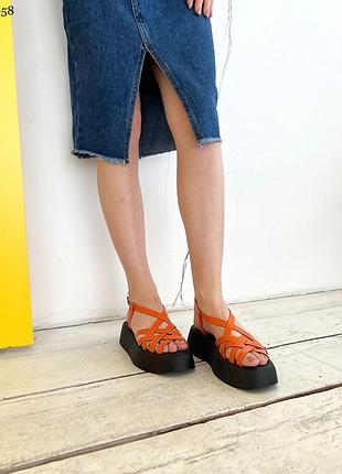 Кожаные босоножки на толстой подошве из натуральной кожи кожаный босоножки на...