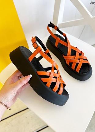 Кожаные босоножки на толстой подошве из натуральной кожи кожаный босоножки на...