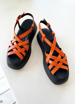 Кожаные босоножки на толстой подошве из натуральной кожи кожаный босоножки на...