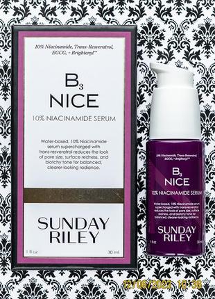 Cыворотка для проблемной кожи с ниацинамидом против акне sunday riley b3 nice 10% niacinamide serum