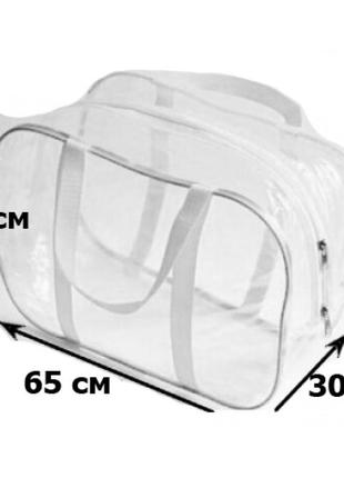 Набор из 3 прозрачных сумок в роддом с белыми ручками5 фото