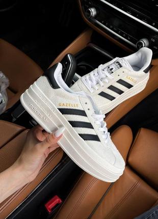 Жіночі кросівки adidas gazelle bold white black 38-39