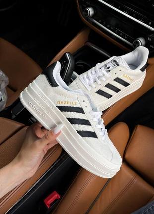 Женские кроссовки adidas gazelle bold white black 38-39-40