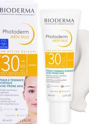 Bioderma photoderm akn mat spf30 биодерма, матирующий солнцезащитный крем