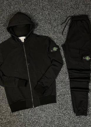 Осенний дерзкий спортивный костюм stone island черный мужской спортивный костюм stone island