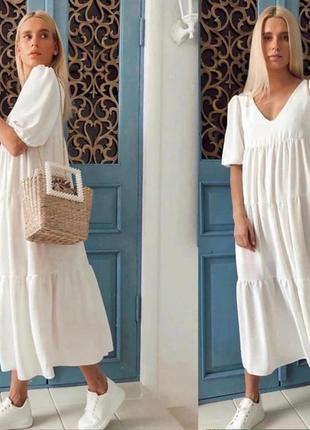 🟡сукня вільного крою стиль бохо волани