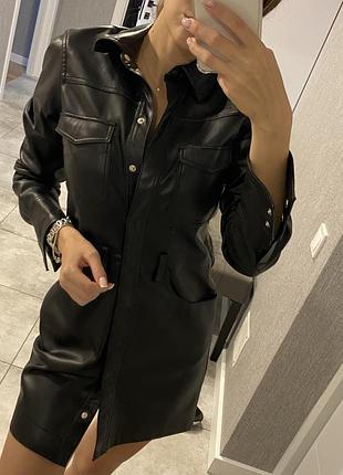 Кожаное платье h&m