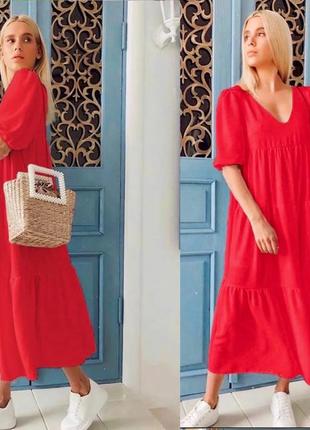 🟡сукня вільного крою стиль бохо волани