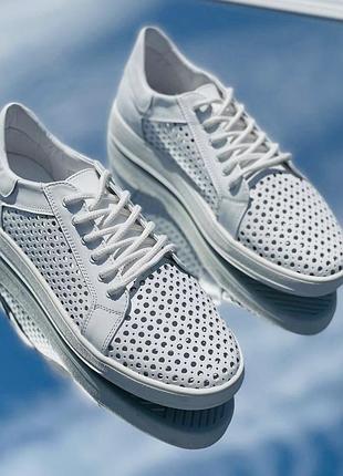 Сліпони /кеди перфорація натур шкіра білі 36-43р всі кольори