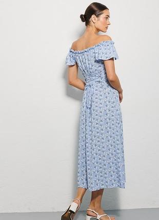 Женское летнее платье миди со шнуровкой на спине в цветочки3 фото