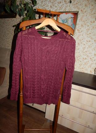 Теплый вязаный свитер размер м