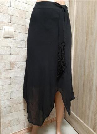 Ассиметричная  юбка из шёлка  с поясом  из бисера3 фото