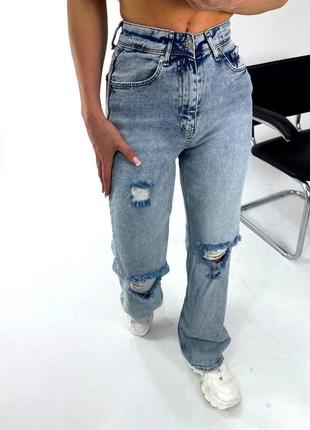 Джинсы клеш джинсы палаццо с рваностями турция тренд 20233 фото