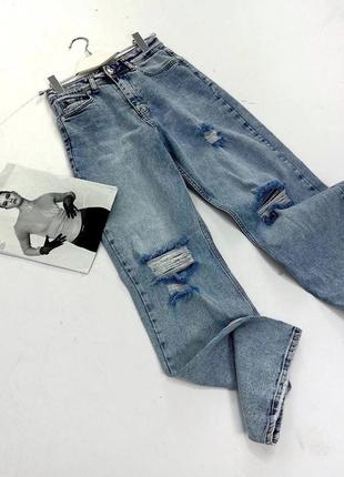 Джинсы клеш джинсы палаццо с рваностями турция тренд 20236 фото