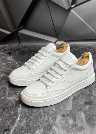 Стильні молодіжні білі кеди guess, мужские кожаные белые кеды, кроссовки