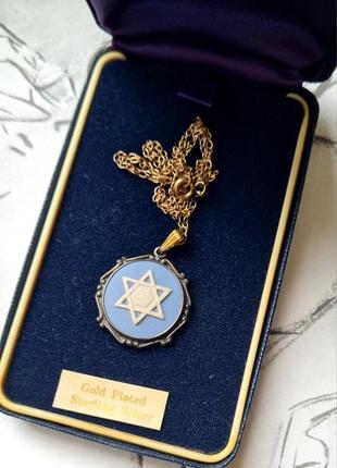 Старинный ожерелье wedgwood голубой бисквит с изображением звезды давида3 фото
