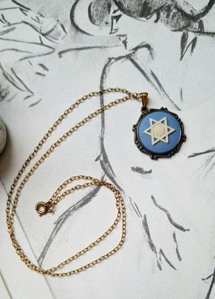 Старинный ожерелье wedgwood голубой бисквит с изображением звезды давида2 фото