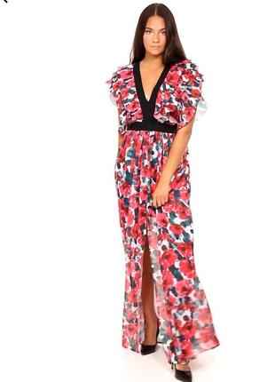 Довгу сукню сарафан maxi максі guess сток новий оригінал з рюшами і квітами1 фото