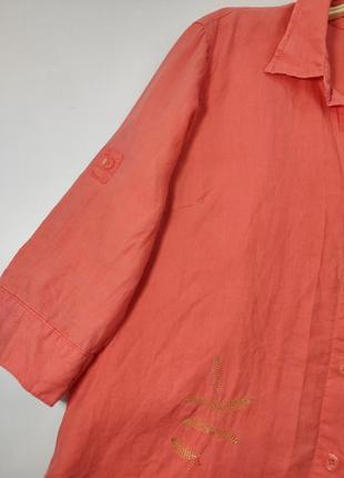 Рубашка женская льняная удлиненная с бисером от бренда tara collection 465 фото