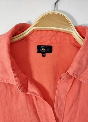 Рубашка женская льняная удлиненная с бисером от бренда tara collection 464 фото
