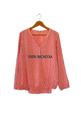 Натуральная блуза cecil, 100% вискоза, кораловая с принтом,2 фото