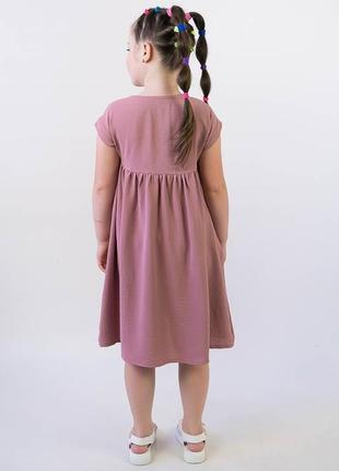 Легкое свободное платье для девочки из американского крепа3 фото