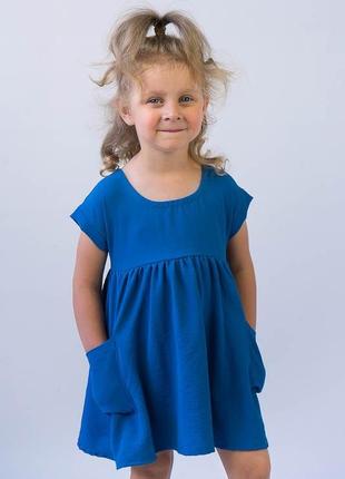 Легкое свободное платье для девочки из американского крепа4 фото