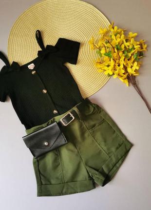 Комплект 80 - 120 см футболка - майка шорты и сумочка костюм набор на лето3 фото