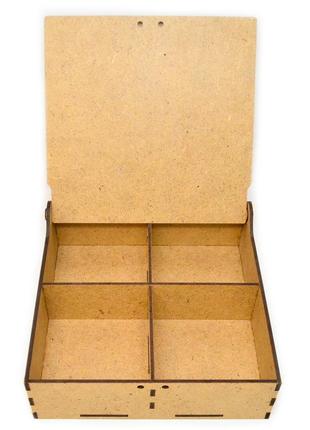 Коробка с ячейками 16х16х5см подарочная из лдвп деревянная черная коробочка для подарка "happy birthday"3 фото