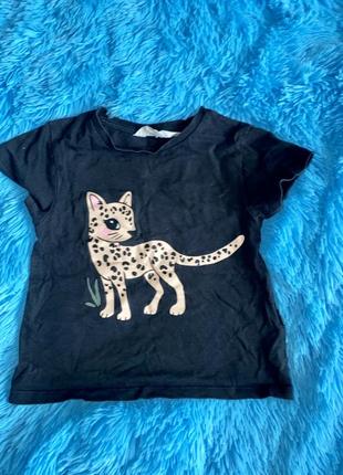 Черная футболка для девочки на 2-3 года