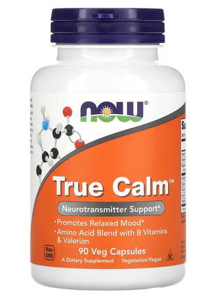 Стресс формула тройное спокойствие now foods, true calm, 90 растительных капсул